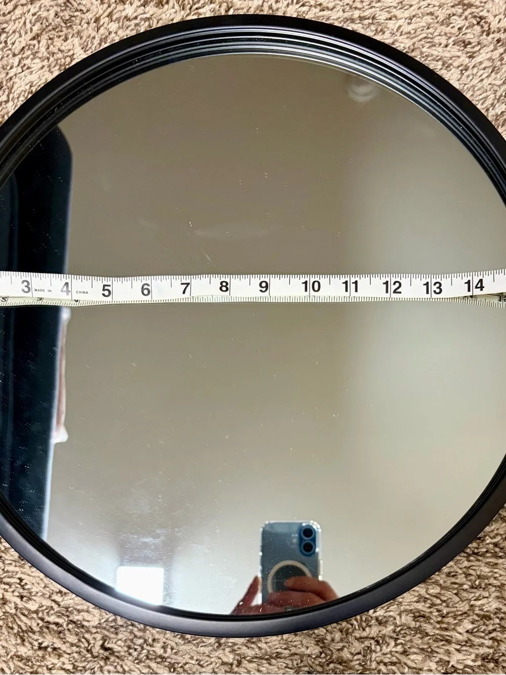 Round Black Framed Wall Mirror - Sleek Contemporary Accent